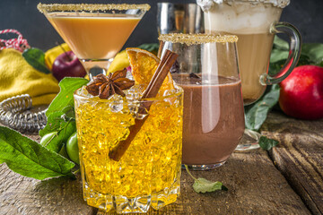Various autumn winter alcohol cocktail