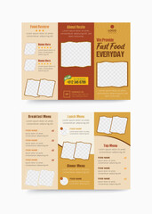 Trifold brochure design, Fast food menu template