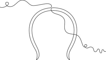 one line art headband illustration. line art, one continuous line, simple, hand drawn and sketch style. for icons, symbols, signs or logos. PNG