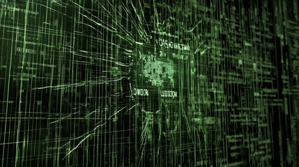 Digital Fracture: A Cyberpunk Green Code Matrix