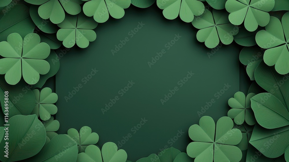 Poster st. patrick's day background concept, intricate clover mandala style patterns arranged in symmetrica