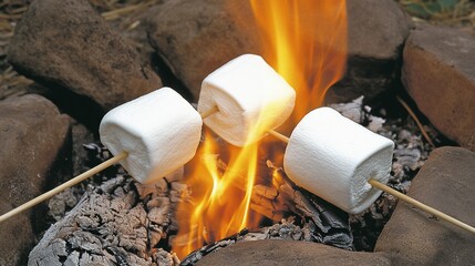 Obraz premium Campfire Marshmallows: A Sweet Treat by the Embers