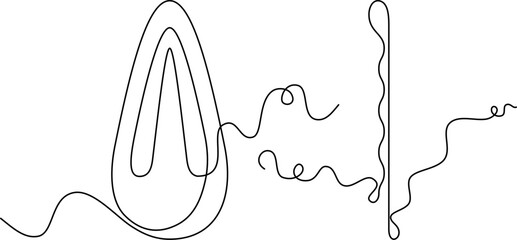 Obraz premium one line art hairpin vector illustration. line art, one continuous line, simple, hand drawn and sketch style. for icons, symbols, signs or logos. PNG