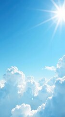 blue sky background, soft fluffy white clouds, natural open space, peaceful, daytime sky, bright and sunny, cloud texture, poster, postcard, screensaver, wallpaper, pattern