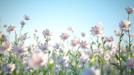 Fototapeta premium High Resolution View of a Field of Flowers with Leafy Branches