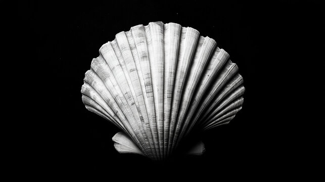 seashell on black background