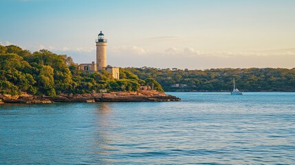Serene Coastal Lighthouse at Sunset