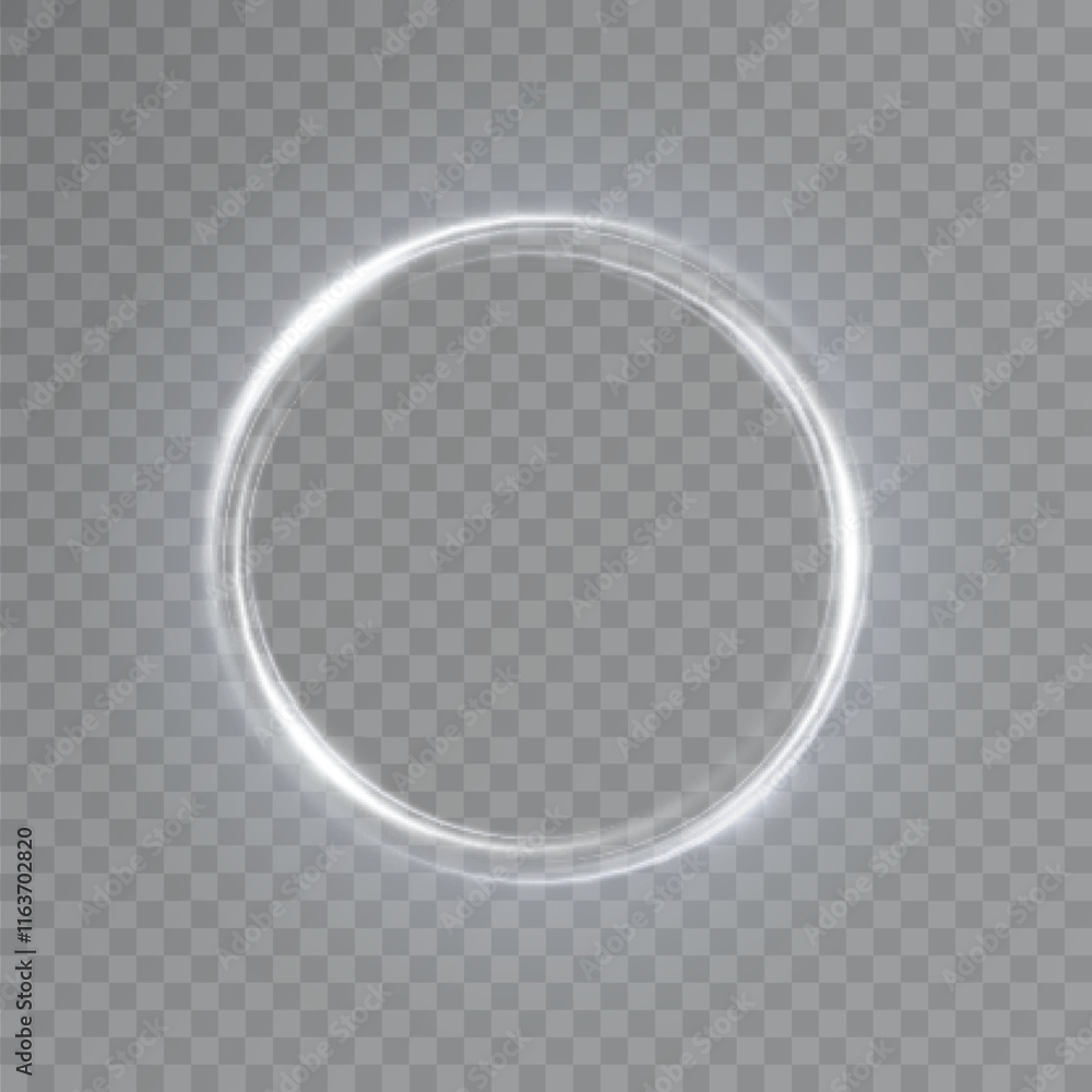 Fototapete White circular light effect with bright light and shine. Vivid abstract frame light for web design and game interface.