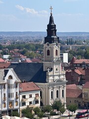 Fototapeta premium Beautifully Restored Church in Oradea's Union Square