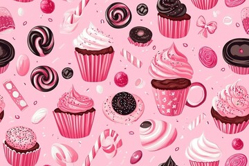 Delightful Pink and Chocolate Sweets Pattern