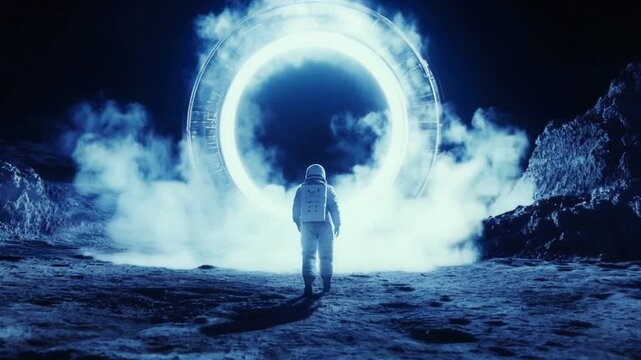 an astronaut walking on the planet 