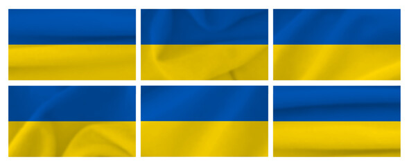 Fototapeta premium Set of Ukrainian national flags