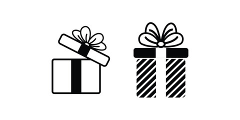 Gift icon. Vector gift box symbol. Birthday present, Christmas gift icon. Illustration of a wrapped present box icon.