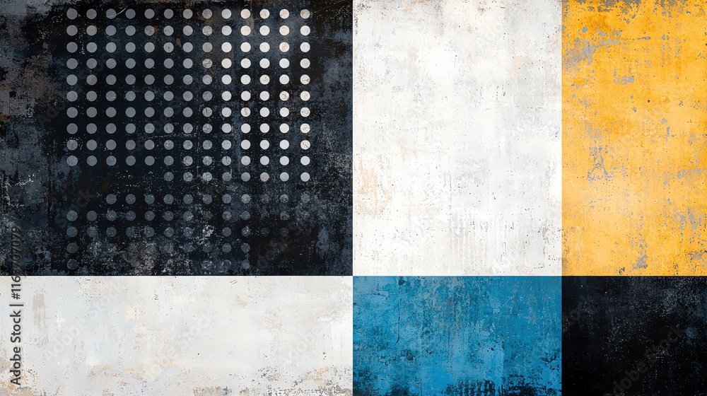 Poster abstract textured background with geometric shapes and a mix of colors.