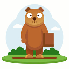groundhog day groundhog cartoon character on nature background vector on a white background