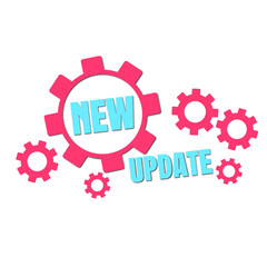 bright vector design of new update inscription on transparent background with shadow