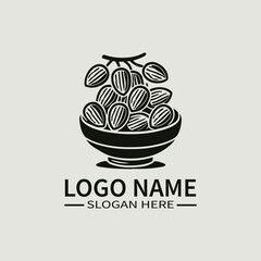 Almond Logo Design, Nut Logo, Healthy Food Logo, Organic Food Logo, Nature Logo