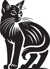 black and white vector cat