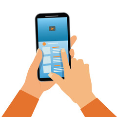  woman hand holding the mobilephone and using Phone . vector