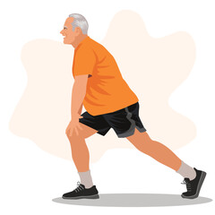 Full length of a mature man stretching his leg after exercise isolated on white background. vector