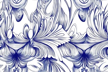 Intricate Blue Floral Design Seamless Pattern