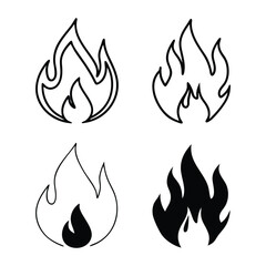 Campfire symbol bonfire vector icon, Bonfire silhouette set. Campfire icon. Vector illustration isolated on white background