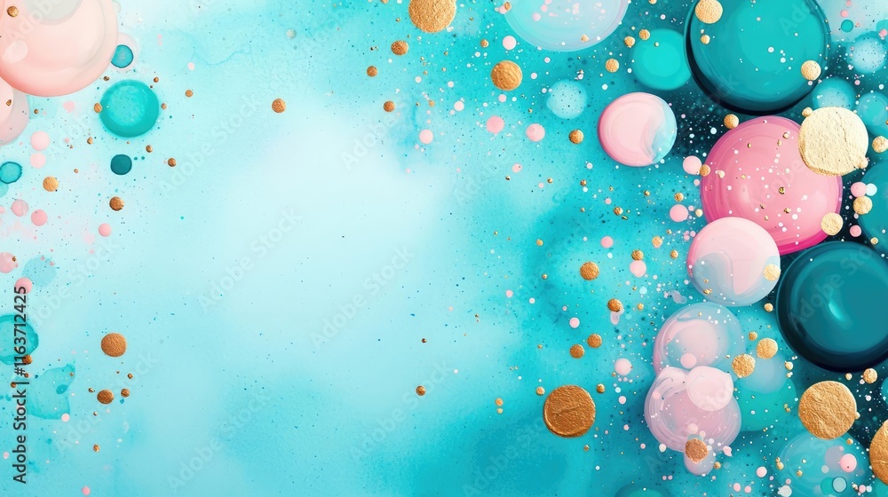Poster splatter abstract background concept. vibrant abstract background with colorful bubbles in shades of