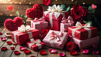 A Cozy Valentine's Day Scene with an Assortment of Soft Pillows, Warm Lighting, and Heartfelt Decorations, Creating an Inviting Atmosphere of Romance and Intimate Comfort