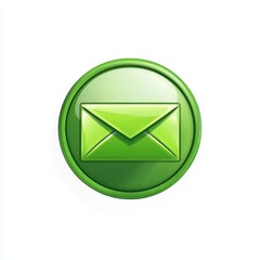 Glossy green email icon symbolizing digital communication.