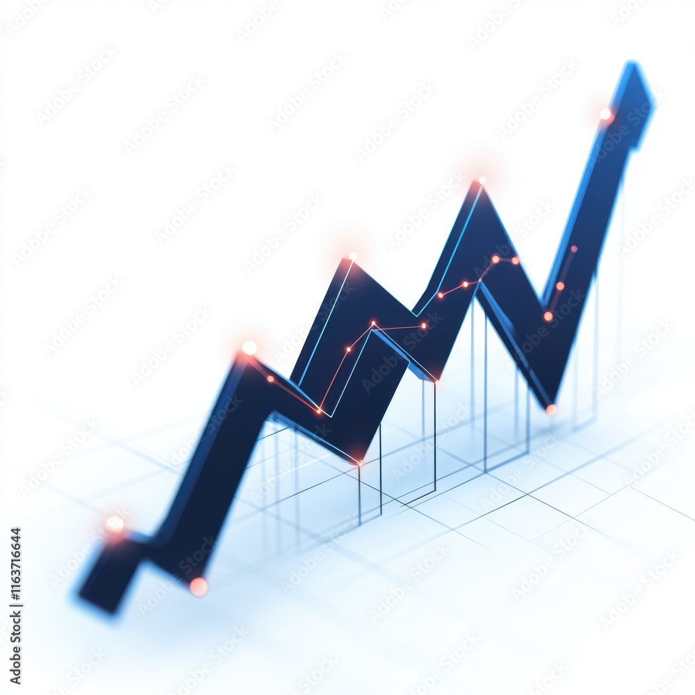 Poster an abstract representation of a rising line graph, symbolizing growth and progress in business analy
