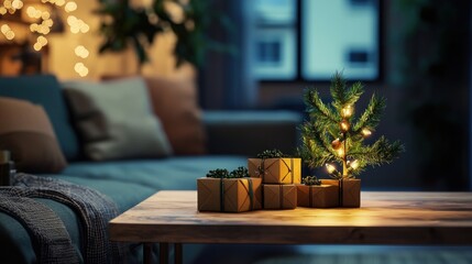 Cozy Christmas Eve: Gifts and Miniature Tree