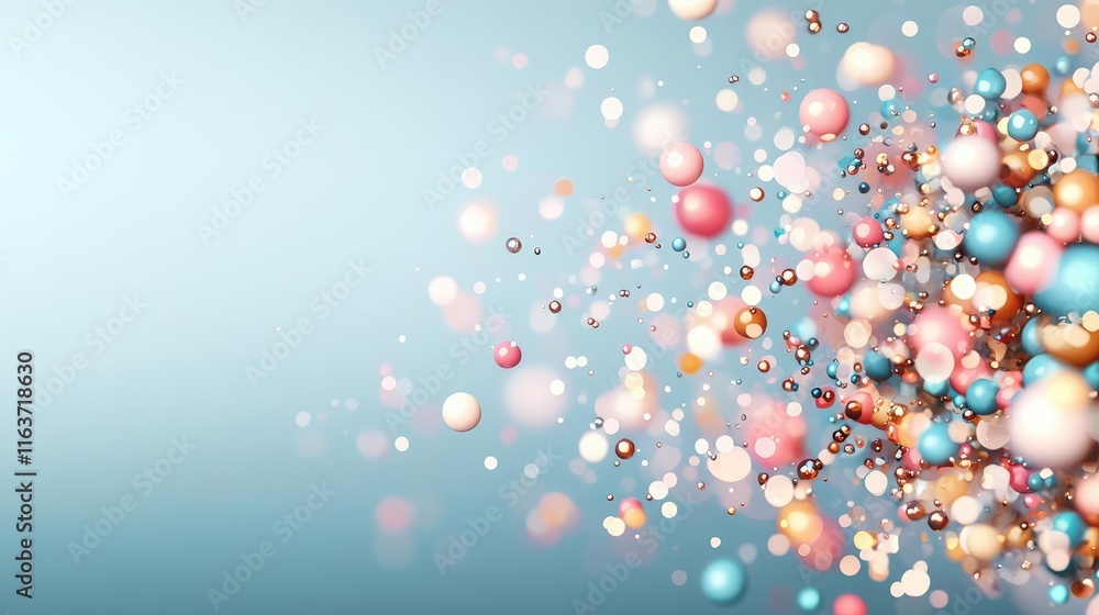 Poster Splatter abstract background concept. Colorful abstract background with floating bubbles in various sizes and shades.