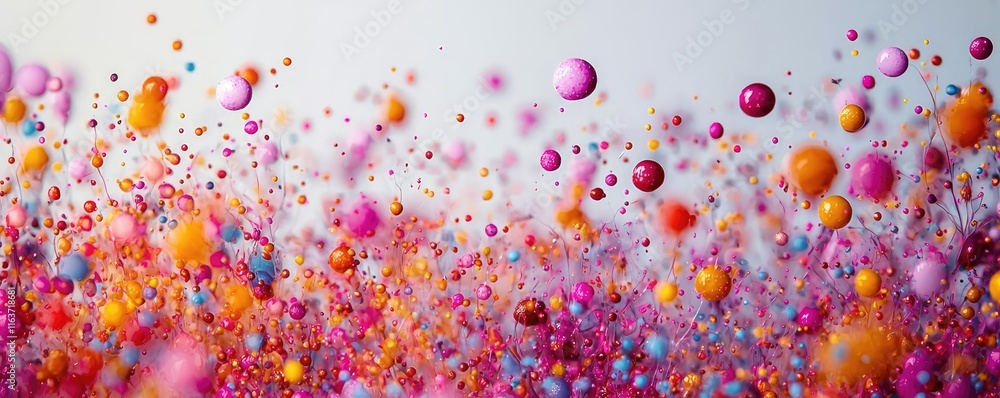Poster splatter abstract background concept. colorful abstract background with vibrant spheres creating a l
