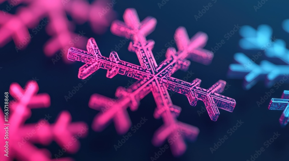 Aufkleber snowflake abstract background concept. colorful snowflakes with intricate designs set against a dark
