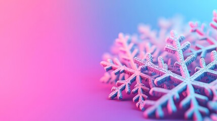 Fototapeta premium Snowflake abstract background concept. Colorful snowflakes beautifully arranged on a vibrant, gradient background.
