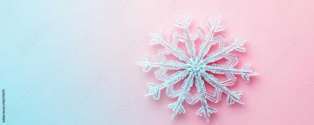 Poster snowflake abstract background concept. a delicate snowflake against a pastel gradient background, sy