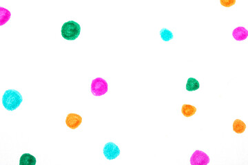 Polka Dot Spotty Circle Spots In Childlike Felt Tip Pen Rainbow Background