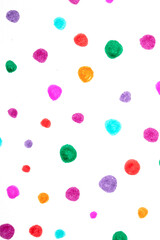 Polka Dot Spotty Circle Spots In Childlike Felt Tip Pen Rainbow Background