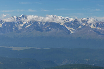 Beautiful view from the Aktash repeater (Aktashsky transponder). Altai republic, Russia