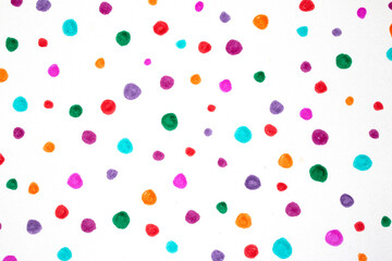 Polka Dot Spotty Circle Spots In Childlike Felt Tip Pen Rainbow Background