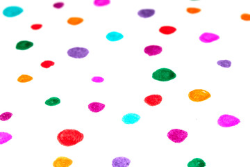 Polka Dot Spotty Circle Spots In Childlike Felt Tip Pen Rainbow Background