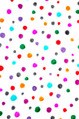 Polka Dot Spotty Circle Spots In Childlike Felt Tip Pen Rainbow Background