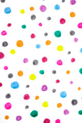 Polka Dot Spotty Circle Spots In Childlike Felt Tip Pen Rainbow Background