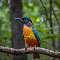 Fototapeta premium Close-up of songtanager perching on a branch, Collin County, Texas , United States, USA