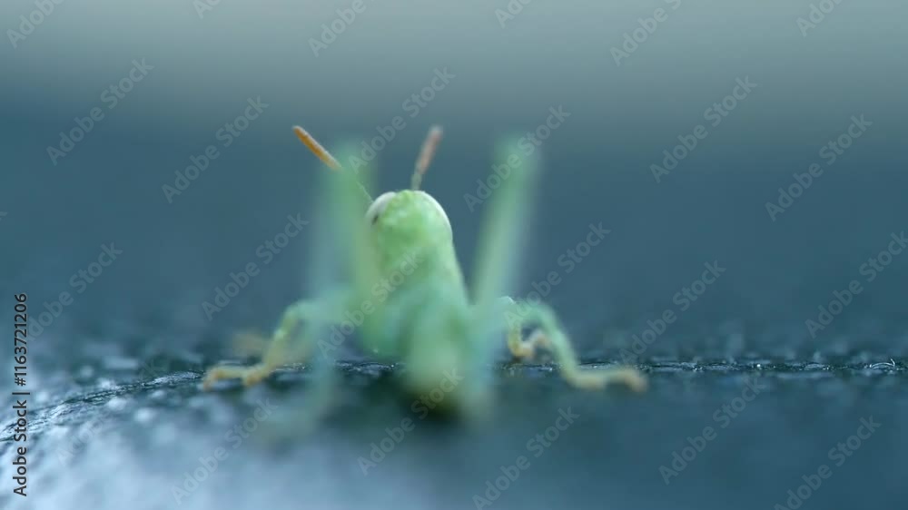 Poster Grasshopper in close up view moving around
