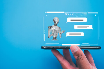 Artificial intelligence,chatbot,AI assistant,ChatGPT,Futuristic technology concept.,Chat with ai or...
