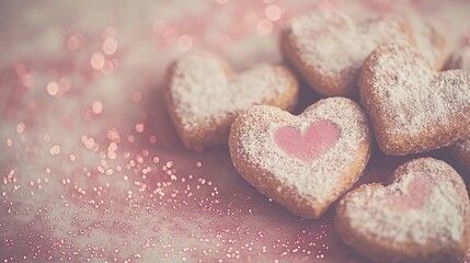 Obraz premium Romantic Heart Shaped Cookies Valentine's Day