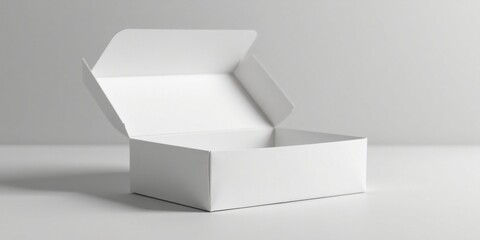 A Simple White Cardboard Box, Partially Open, Ready for Packaging and Presentation
