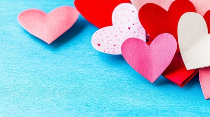 Fototapeta premium Lovely Pink Red White Paper Hearts Valentine's Day Background