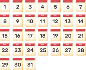 Set tear off calendars with numbers